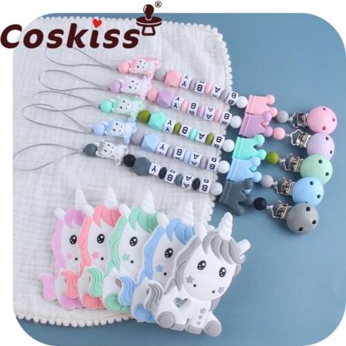 Coskiss Baby Newborn Care Gifts Childrens Teething Toys DIY Toy Pacifier Chain without BPA Teether and Pacifier Clip Set