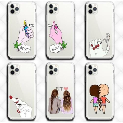 Girls Bff Best Friends Forever Phone Case Clear for iphone 12 11 Pro max mini XS 8 7 6 6S Plus X 5S SE 2020 XR cover