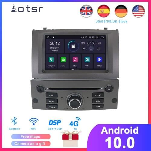 DSP Android 10.0 Car GPS Navigation DVD Player For Peugeot 407 2004-2010 Auto Stereo Radio Multimedia Player Head Unit Recorder