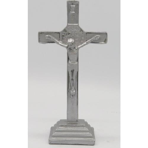 8 Inch Resin Cross stand with Crucifix Silve Religious Figure Jesus Cross crucifix Figurine SY0806S