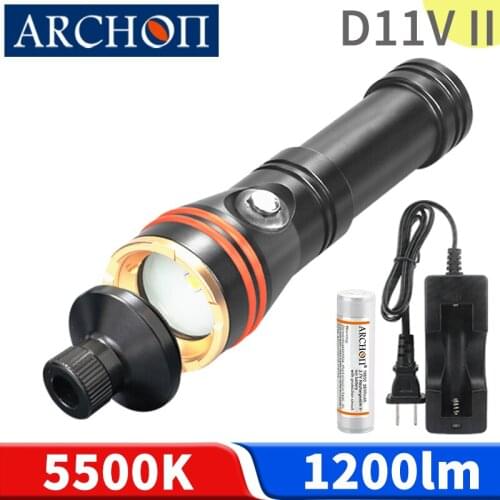 D11V II warm white diving photoraphy light HD video diving flashlight Underwater 100m dive fill lights diving spot light torch