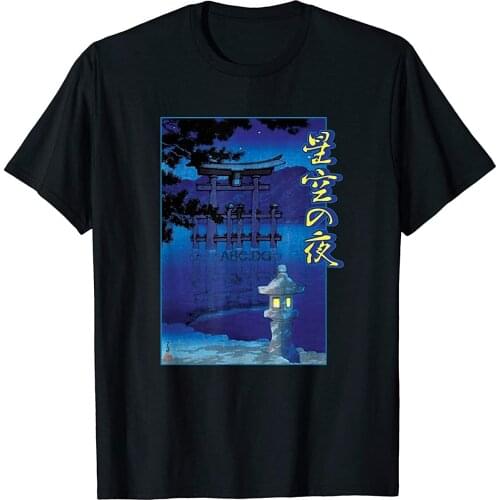 Japan Woodblock Starlight Night at Miyajima Shinto Tori T-Shirt