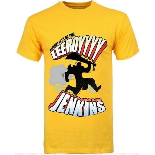 T-Shirt Alright Lets Do This Leeroy Jenkins Mens Yellow Cotton Bodybuilding Tops Tee Shirt