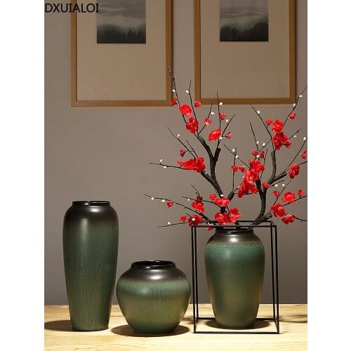 Ceramic Decoration Creative Handmade New Chinese Study Room Living Room Entrance Vase Modern Simple Decoration DXUIALOI