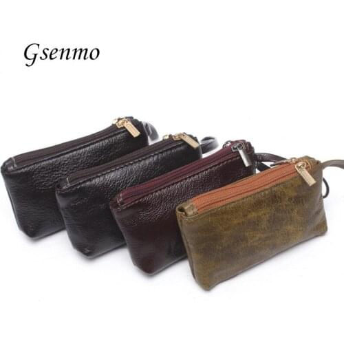 Genuine Leather Small Wallet Women Coin Bag Men Womens Wallets and Purses Clutch Bag Carteira Feminina Wristlets Card Houlder