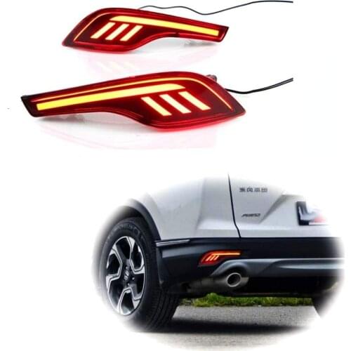 Red LED Rear Bumper Reflectors Fog Brake Tail Light Lamps Plug and play Kit for 2017 2018 2019 Honda CRV CR-V Accessories