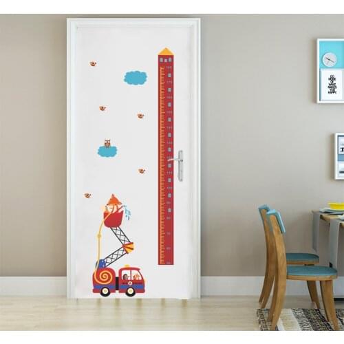 Cartoon Fire ladder height measure wall sticker for nursery kids rooms wall decals growth chart Bedroom Wall Vinyl Mural Art