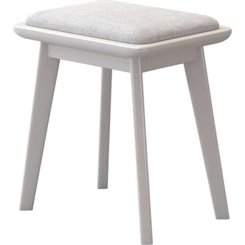 Nordic solid wood dressing table stool simple log dining small stools modern light luxury cloth bedroom make-up soft chairs