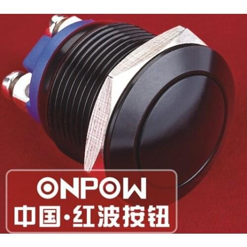 ONPOW 19mm Domed actuator momentary black aluminium alloy push button switch Waterproof IP65 (GQ19B-10/A) CE,ROHS