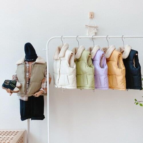 2-7 Years Toddler Baby Thicken Vest Korean Style Casual Solid Color Warm Girls Vest 2020 Winter New Lamb Wool Waistcoat for Boys