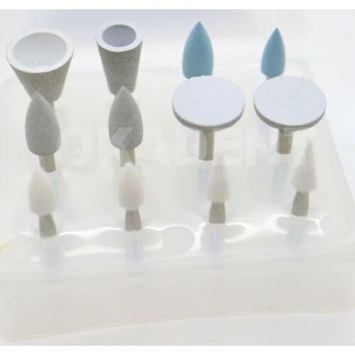 12PCS Dental Polishing RA Shank Low Speed stones Silicone Rubber Prophylaxis Polisher For Composite Finish and Polish kit