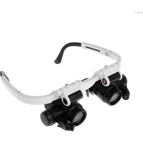 Headband Glasses Magnifier Magnifying Glass With LED Lights 8X 23X Illuminated Magnifier Loupe Watch Repair Lamp