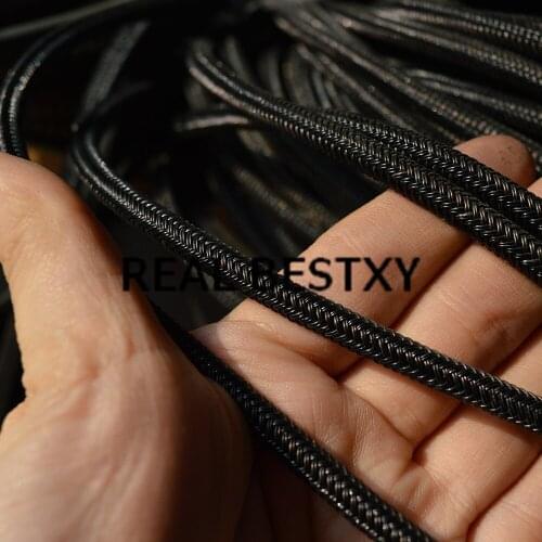 REAL BESTXY 5m/lot 6mm black stainless steel braided wire cords stainless steel threads braided straps for jewelry making diy