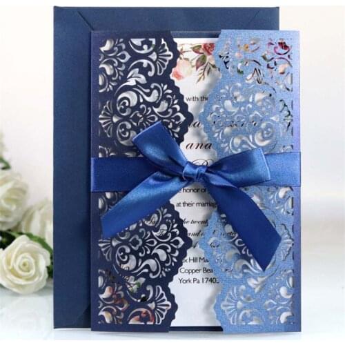 Rural lace invitation card wedding baptism anniversary greeting card 50 pcs