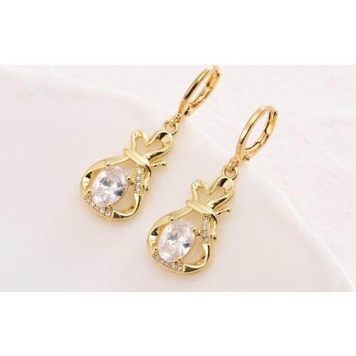 Gold color cz bag drop Earrings Women/Girl Love Trendy fashion Jewelry crystal red stone for African kids mother best gift
