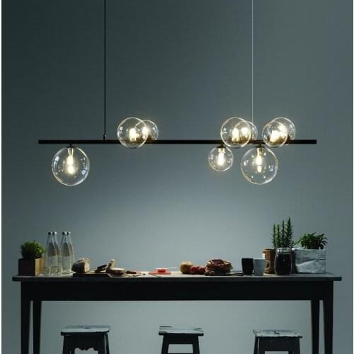 Modern Led Chandeliers Glass Ball Chandelier Lighting LED Long Pendant Lamps for Living Room Pendant Shop Hanging Light Fixtures