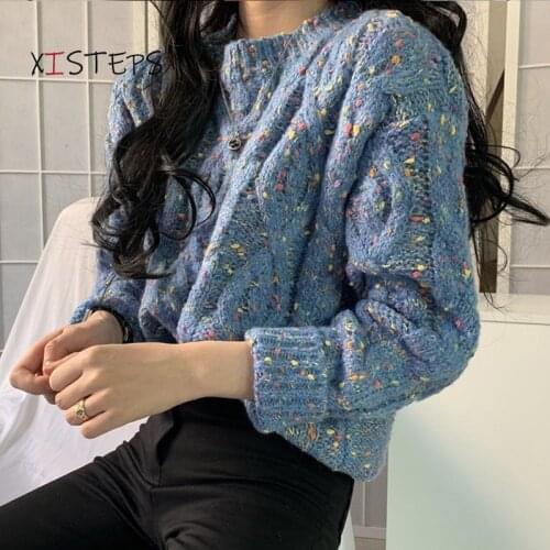 Thick Knitted Sweaters Women Warm Winter Long Sleeve Female Pullovers Pink Blue Beige 2021 Ladies Jumper Loose Knitting Tops