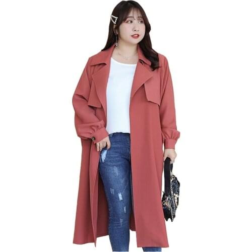 Fashion Oversize Spring Autumn Trench Coat Women Long sleeve Belt Slim Windbreaker Female Plus size 4XL Casual Outerwear G870