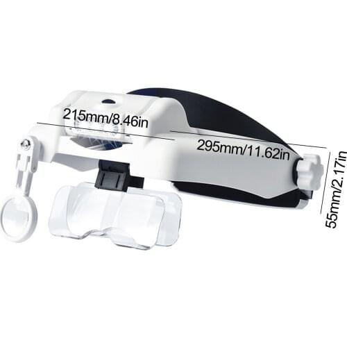Magnifying Glass Head-mounted USB Charging Magnifier 1X 1.5X 2.0X 2.5X 3.5X Adjustable 4 Lens Loupe LED Light Magnifier Glass