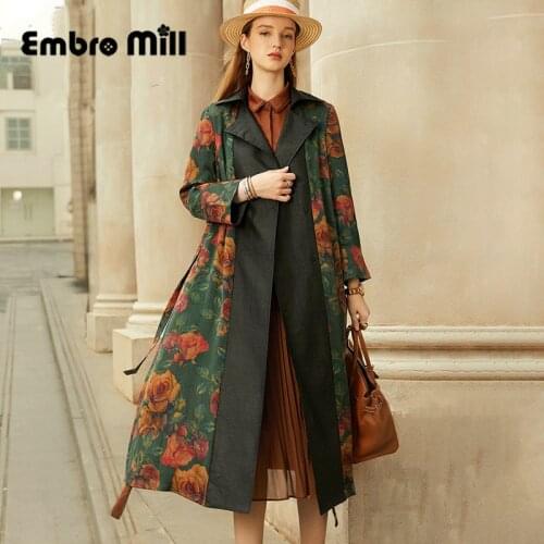 Advanced Customization Luxurious Fragrant Cloud Yarn Windbreaker Womens Autumn New Mid-Length +Belt Elegant Silk Coat S-XL