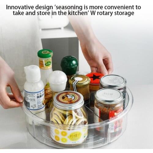 Turntable Kitchen Storage Organizer For Can Or Seasonings Spice Racks Fridge Organizers Rotating Cosmetic Organizer For Countert