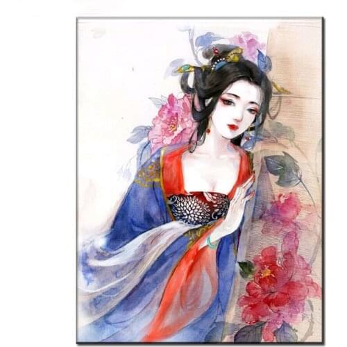Japanese woman Full Square Drill Diamond Embroidery Man 5D Diamond Painting Portrait Picture Rhinestone Diamond Mosaic Decor