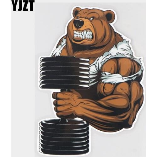YJZT 13.5×19CM Strong Bear Cartoon Window Decoration Car Stickers Creative Body Decals 21A-0244