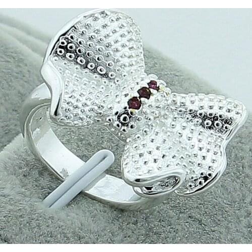 New Arrival 925 Silver Rings Fashion Elegant Round Bow-knot Rings For Women Wedding Engagement Jewelry Gift