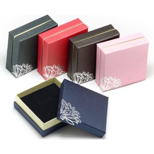 12pc 9x9x3.5cm Tone Flower Cardboard Jewelry Boxes For Necklace and Rings Mixed Color Storage Gifts Presents Display Box