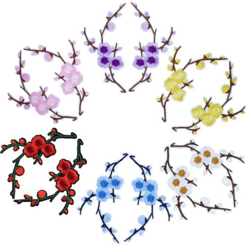 12PCS Plum flower for Clothing High-grade Embroidered patch stripes for clothes sewing accessories Iron on Applique Patches DIY