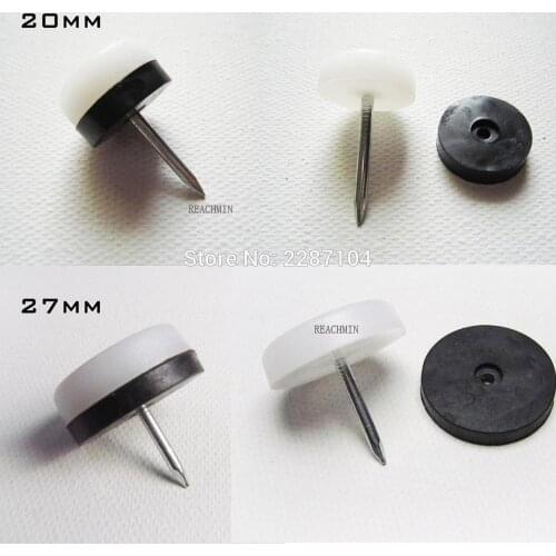 120pcs Heavy Duty DOUBLE PAD White Nylon Furniture Chair Table Cabinet Leg Feet Bottom Protector Glides Slide Nail on 20mm 27mm