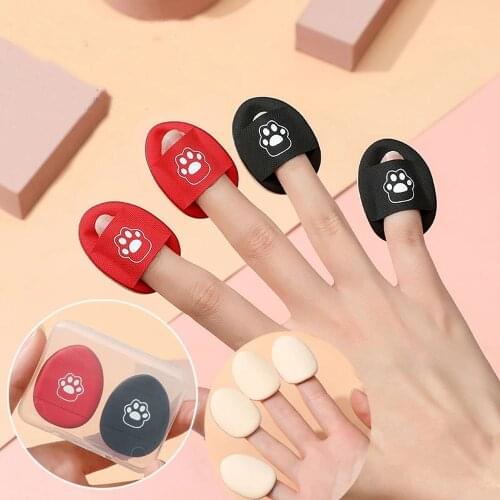 2/4pcs Finger Powder Puff Mini Cosmetic Foundation Puff Soft Facial Makeup Sponge Air Cushion Wet And Dry Beauty Tool Girl Women