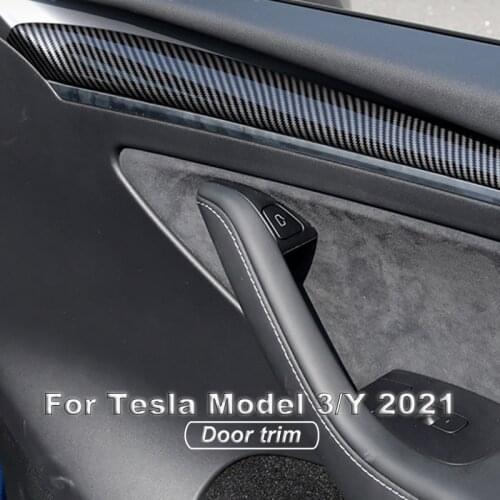 2 Pcs/Set Door Back Decoration Patch Protective Decoration Cover Trim for Tesla Model 3/Y 2021 Interior Modification Accessories
