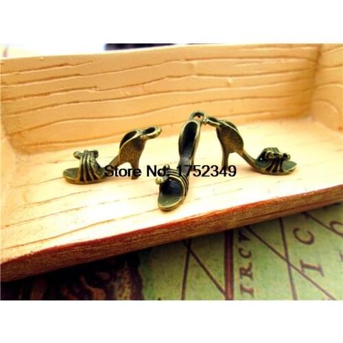 20pcs--Huge High Heel Shoe Charms,3D Antique bronze Tone Stilettos charm pendants,necklace charm 30x26mm