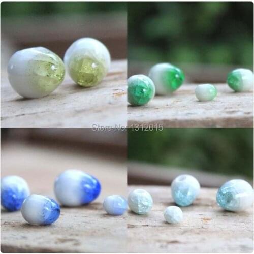 2018 new On sale 8mm 20pcs Ice Crack white Porcelain Ceramic Round Beads,oval Spacer beads Free shipping YS0044-8mm