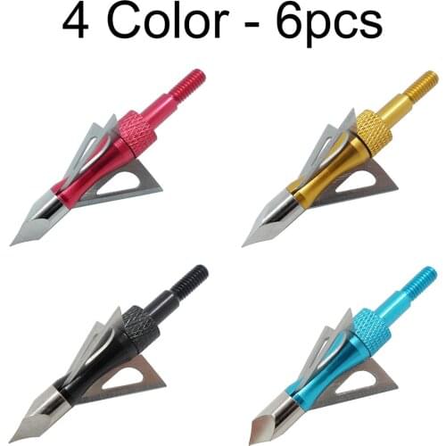 6pcs 100 Grain Archery Fixed 3-blade Broadheads Arrowheads Hunting Arrow Heads Tips 4 Color