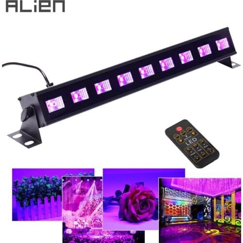 ALIEN Remote Black Light 27W 9LED UV Bar Glow Dark Party DMX Stage Lighting Effect DJ Disco Birthday Wedding Holiday Blacklight