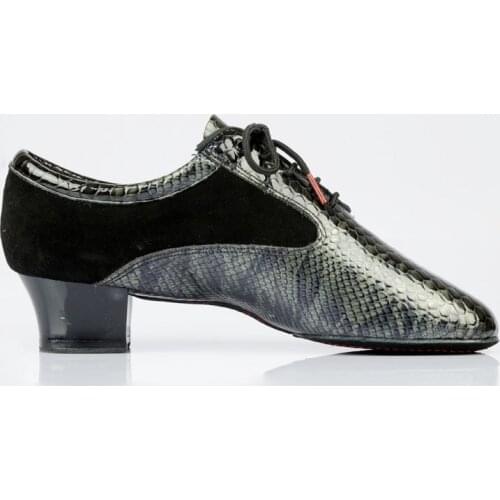 BD Men Latin Dance Shoes 445 Snake Pattern Patentsional Split Sole Latin Shoes for Practice and Completition Split Sole