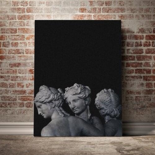 Black greek statue aesthetics Framed Wooden Frame Canvas poster Painting wall Art decor Living room Study Home Decoration Prints
