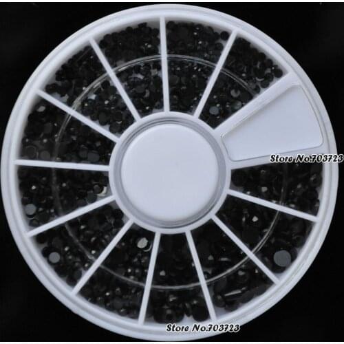 Wheel 1.5mm 2mm 3mm Nail Art Beads DIY Phone Case Black Rhinestones Flat Back N33
