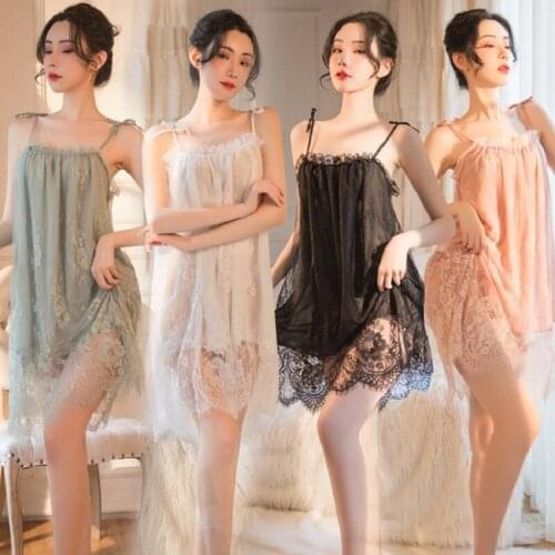2021 New Sexy Allure Lace Sexy Underwear Fatmm Large Comfortable Perspective Suspender Pajamas Nightgown Suit