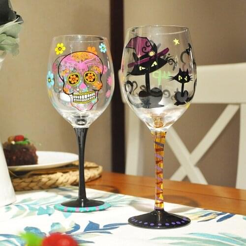 Europe Creative Hand Painted Wine Glass Cup High Capacity Crystal Goblet Personality Birthday Gifts Home Bar Party Drinkware