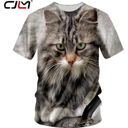 CJLM Man New Animal O Neck Tshirt 3D Printed Personality Big Size 5XL Lovely Cat Loose Summer Mens T shirt