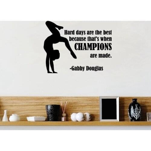 Gabby Douglas Quote Gymnastic Decal Vinyl Wall Sticker Gymnast Girls Bedroom Art Decor