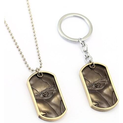 GOD OF WAR 3 Keychain Games PS4 Jewelry dog tag eye logo metal key ring for man women fan gift JX11737
