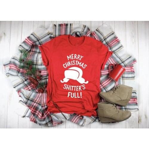Harajuku Graphic Outfits Camisetas Merry Christmas Funny Shirt Casual Christmas Vintage Full T-Shirt Red Christmas