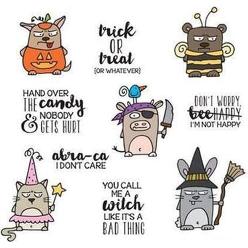 Halloween Animals Clear Stamps With Metal Cutting dies for DIY Scrapbooking Paper Cards Silicone Transparent Stempels Seal New