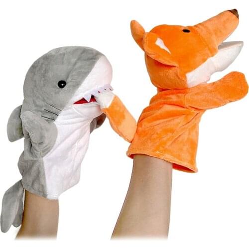 Animal Hand Finger Puppet Plushed Doll Educational Baby Toys Fox Bear Shark Simulator Soft Stuffed Toys Anime Doll Game For Girl