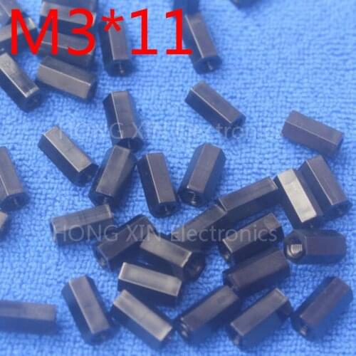 M3*11 black 1 pcs Nylon 11mm Hex Female-Female Standoff Spacer Threaded Hexagonal Spacer Plastic Standoff Spacer high-quality