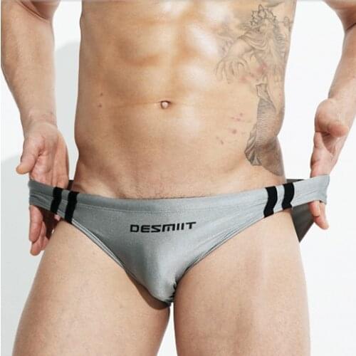 DESMIIT Men Swimwear Mens Swim Briefs Sexy Gay Man Swimsuits Low Waist Male Beach Board Surf Bathing Suit Swimming Brief Shorts